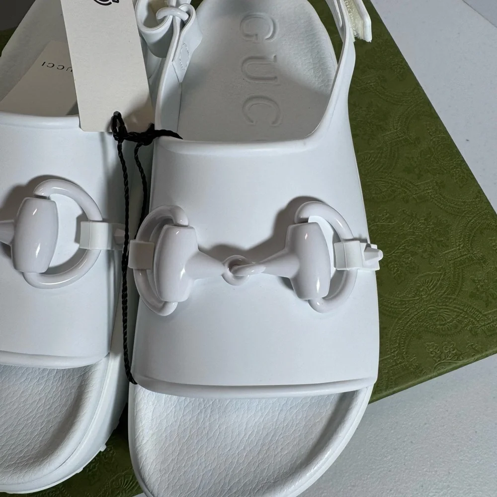 White GUCCI Platform Sandals size 37 - Picture 4 of 8
